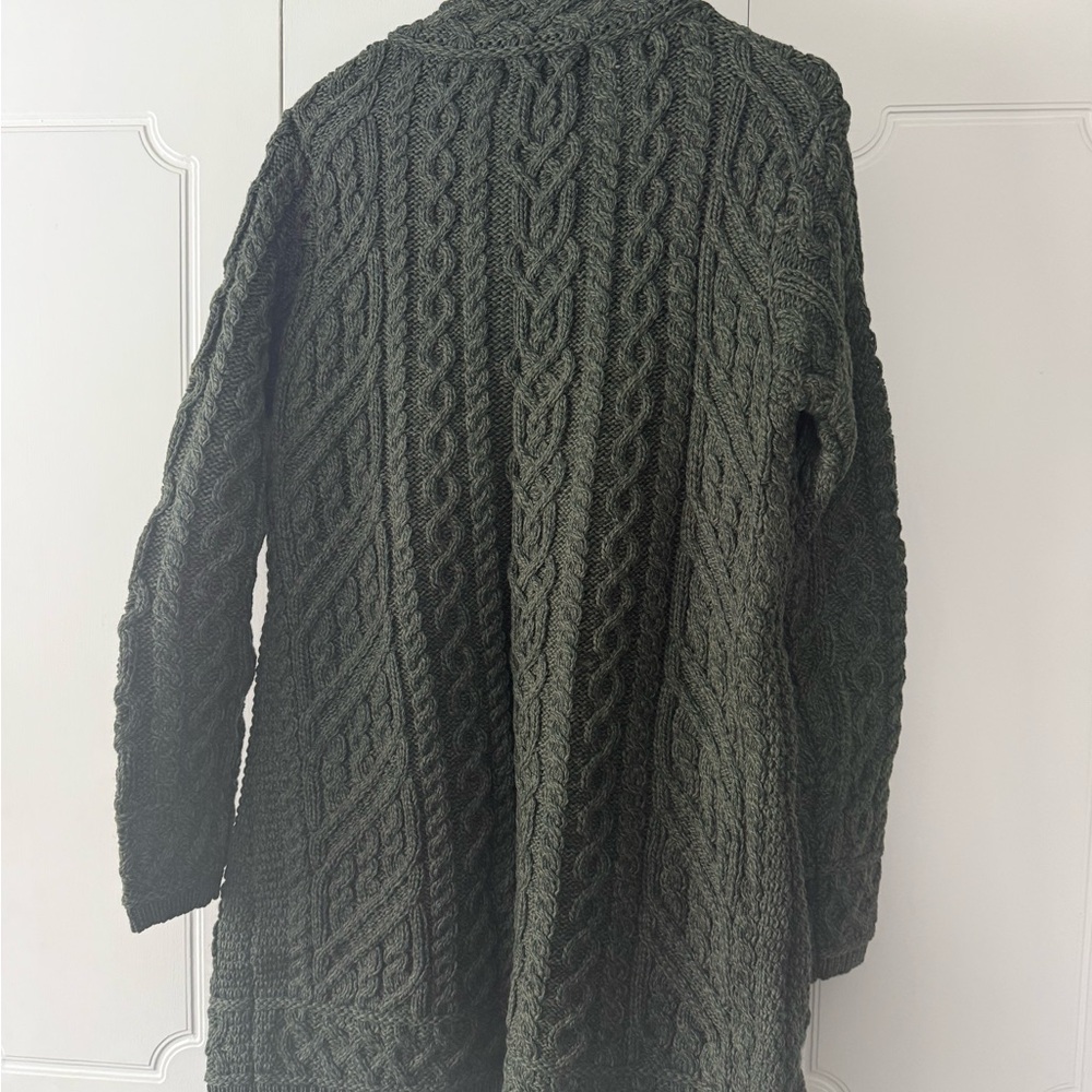 Aran Crafts Green Merino Wool 2 Button Cardigan - Picture 4 of 5